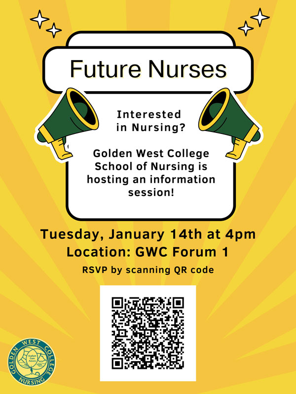 Interested in Nursing - GWC School of Nursing is hosting an info session, Jan 14!